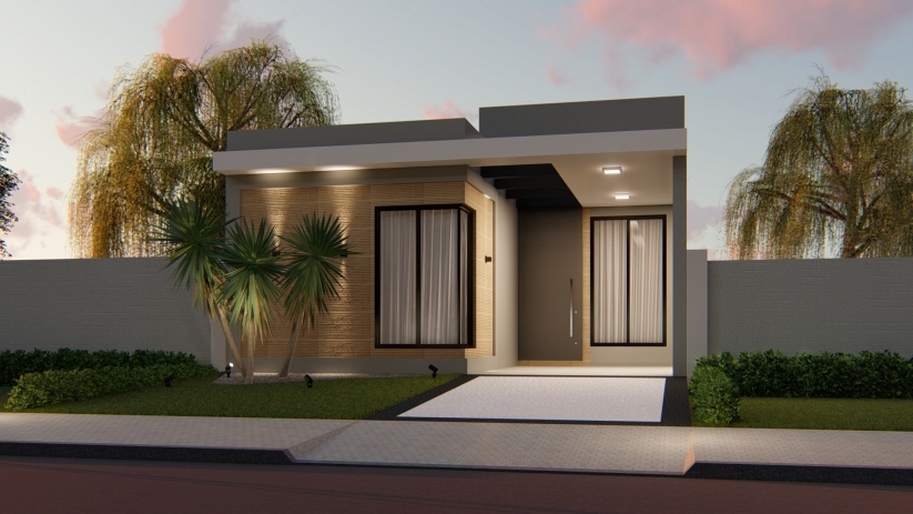 Plantas de casas térrea com fachada moderna