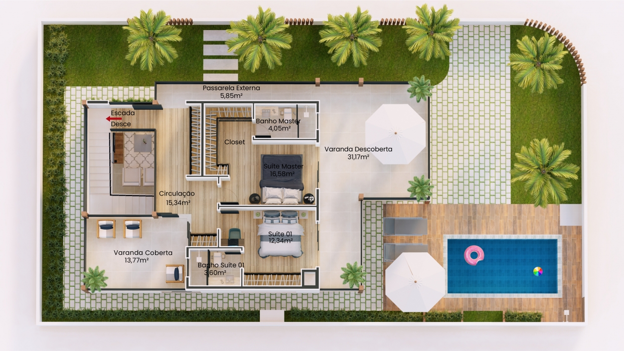 Plantas de casas estilo rústico com piscina