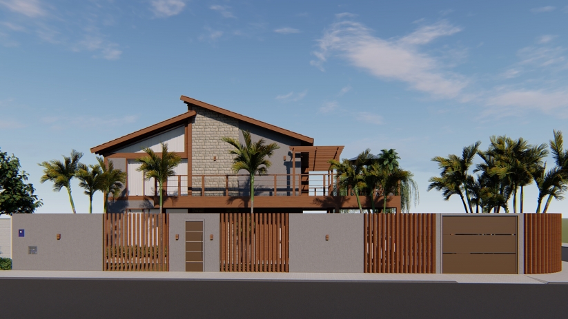 Plantas de Casas sobrado estilo rústico com fachada imponente