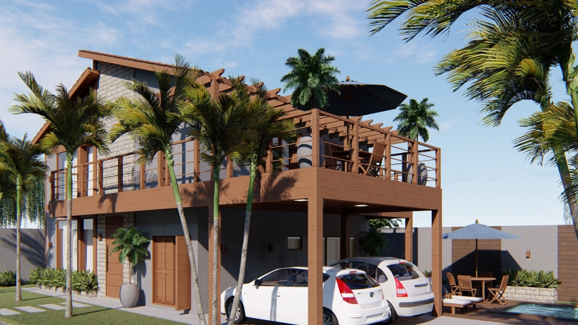 Projetos de casas com sala de tv integrada