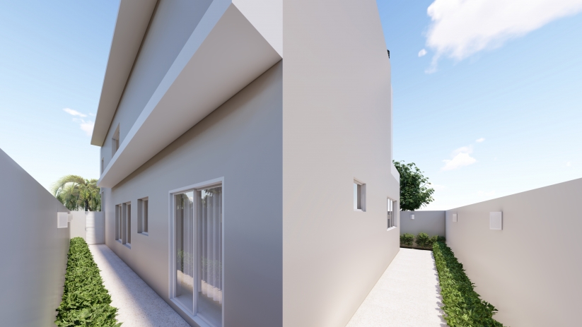 Plantas de casas em L com lavanderia