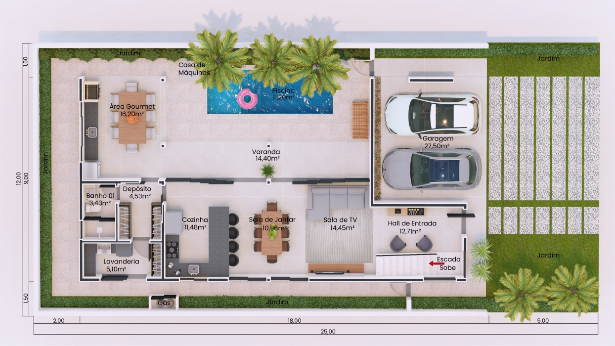 Plantas de casas com cozinha integrada
