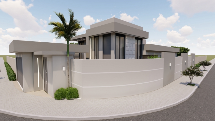 Plantas de casas com terreno de esquina com pé direito duplo