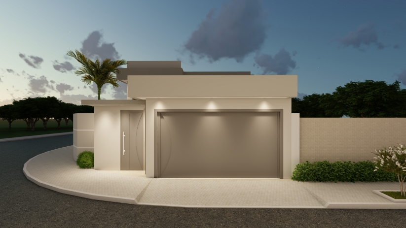 Projetos de casas de esquina com fachada moderna