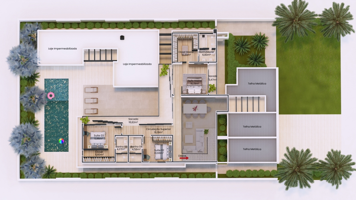 Plantas de casas alto padrão com closet