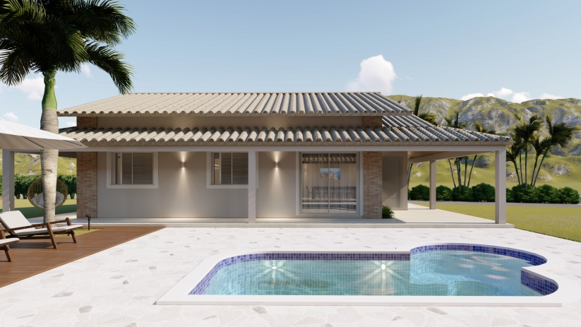 Plantas de casas de chácara com suíte e piscina