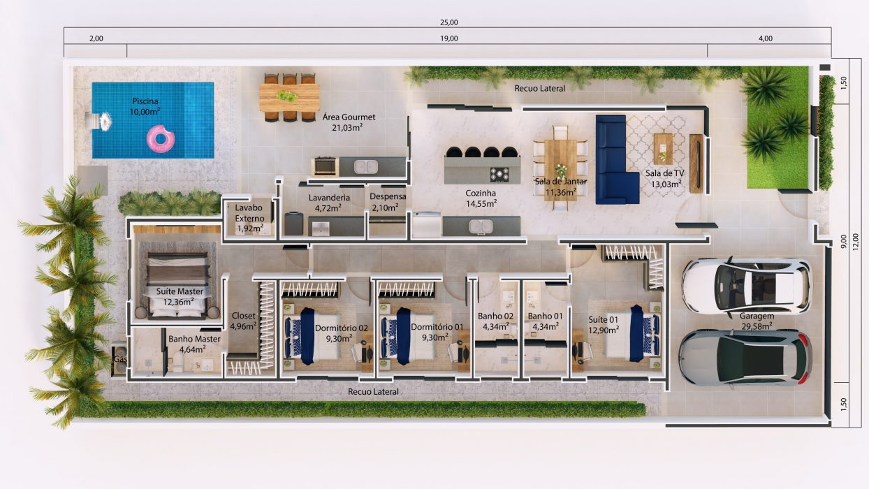 Plantas de casas com 4 dormitórios e closet