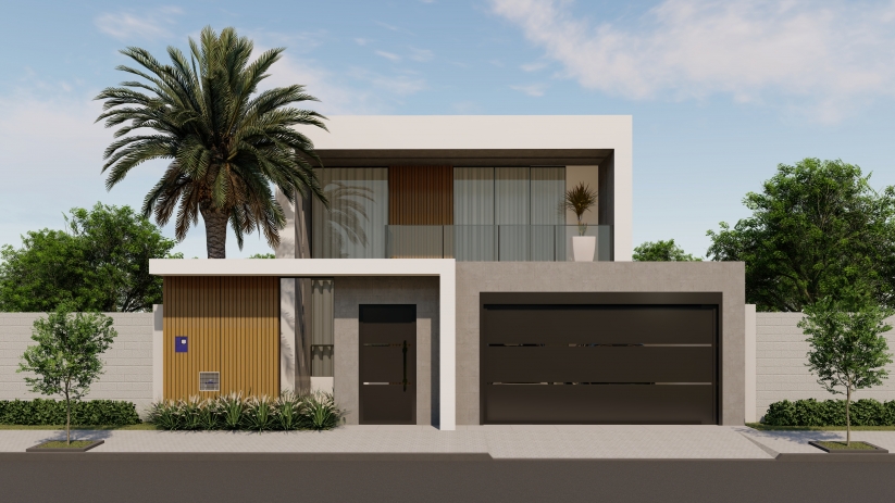 Planta de Casa Sobrado com portão