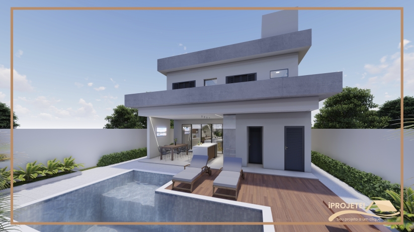 Plantas de casas com área de lazer completa