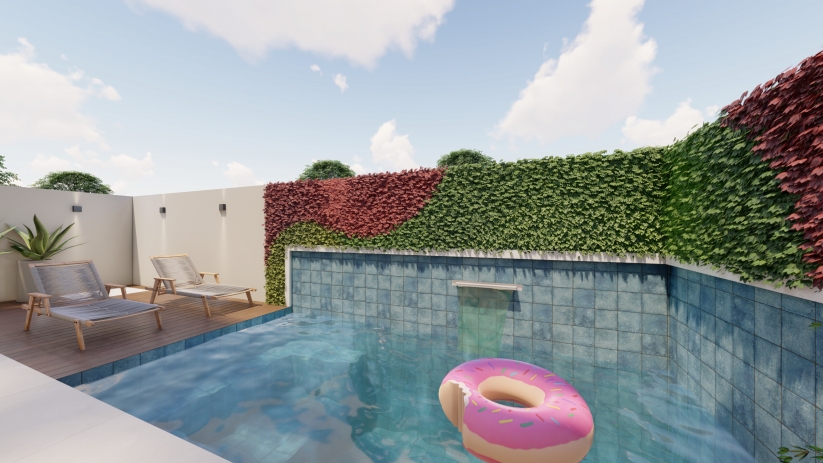 Plantas de casas sobrado com piscina e banho externo