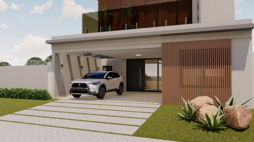 Projetos de casas com garagem para 2 veículos
