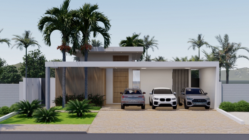 Planta de casa com jardim