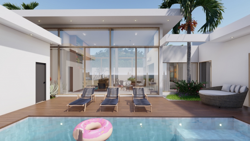Plantas de casas com garagem para 03 carros e piscina