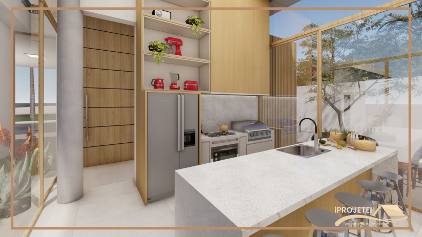 Plantas de casas com bancadas na cozinha