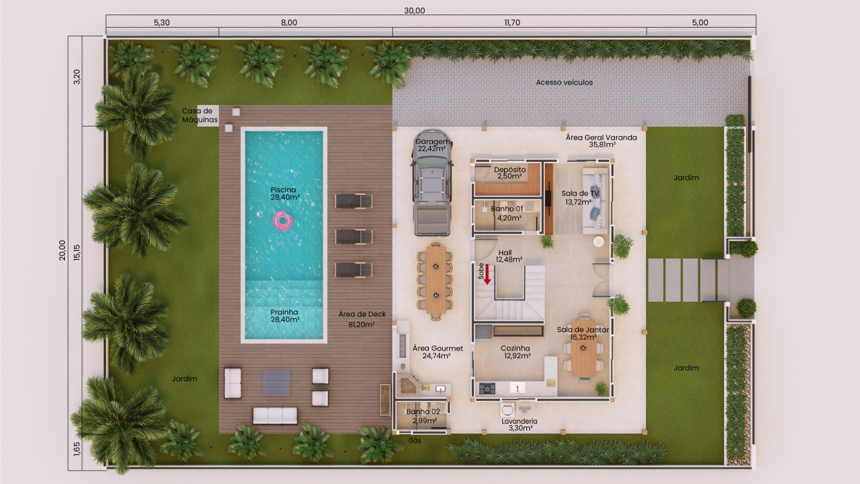 Planta de sobrado com até 230m²