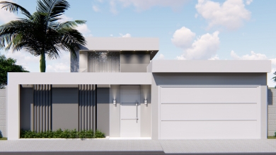 Planta de Casa Térrea até 150m² com piscina com muro e portão