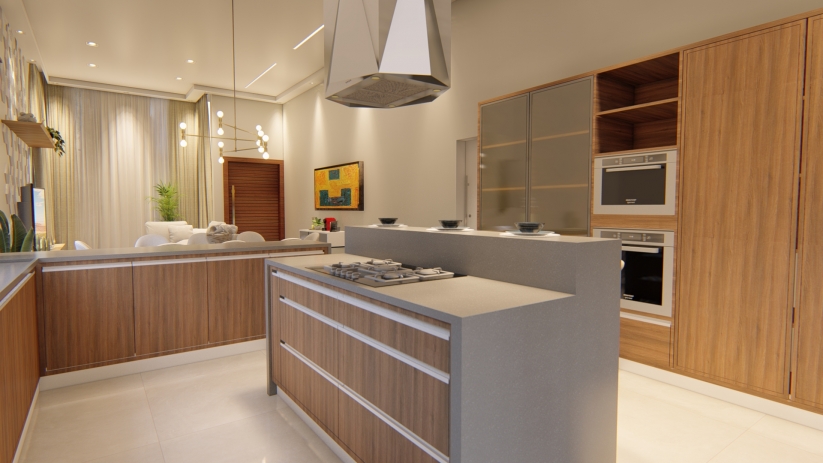 Projetos de casas para construir com cozinha com ilha