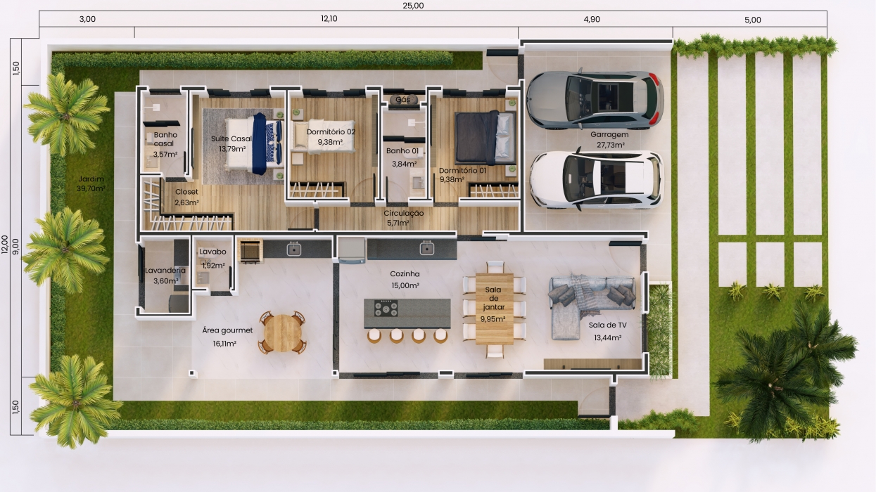 Plantas de casas térrea com até 150m²