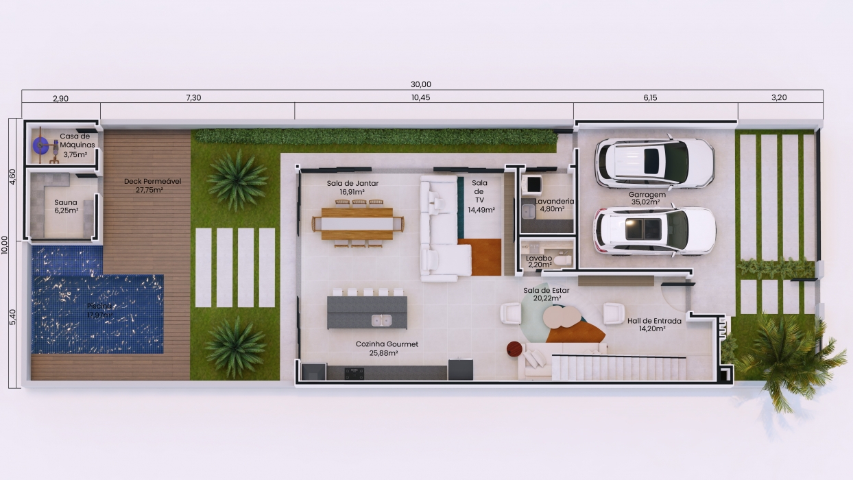 Plantas de casas sobrado com terreno 10x30