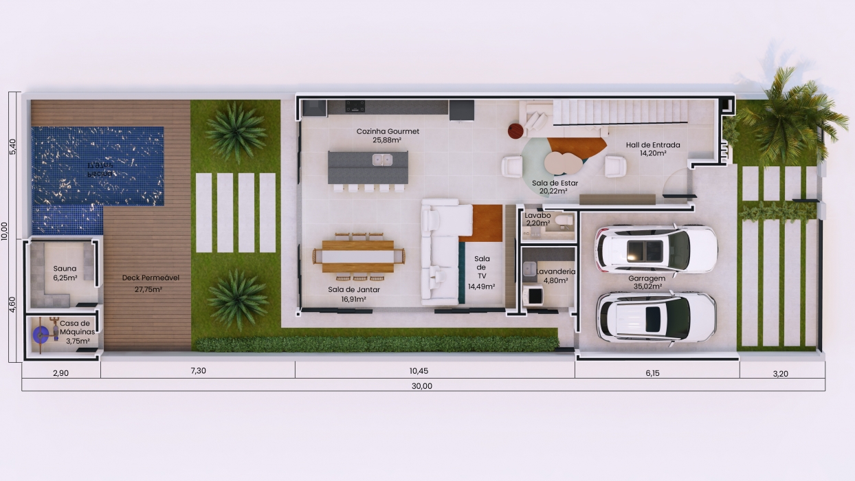 Plantas de casas com ambientes integrados