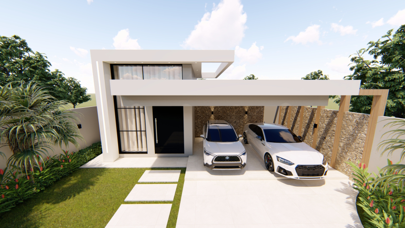 Planta de casa térrea com fachada simples