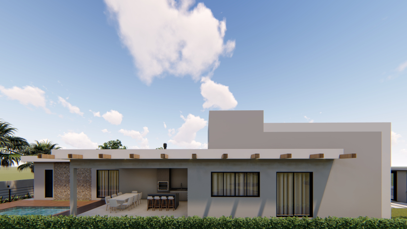 Planta de casa térrea com pé-direito alto