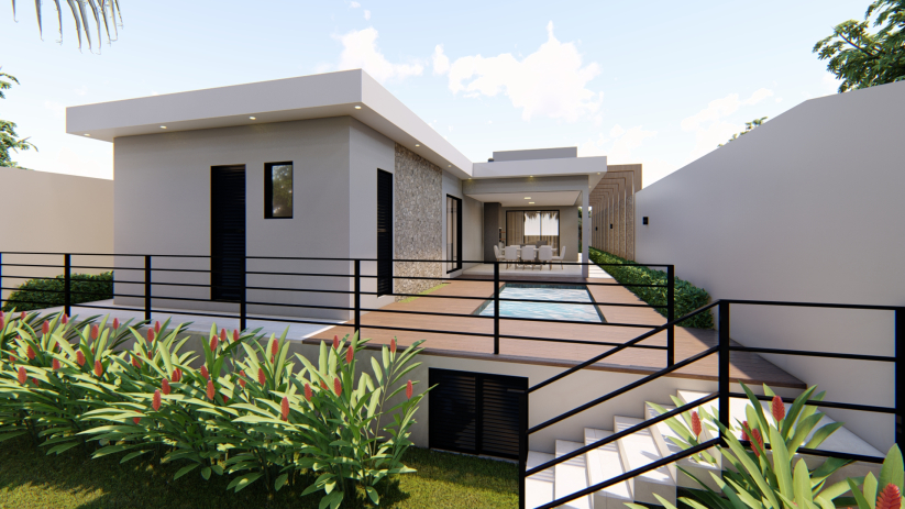 Planta de casa térrea com 3 dormitórios