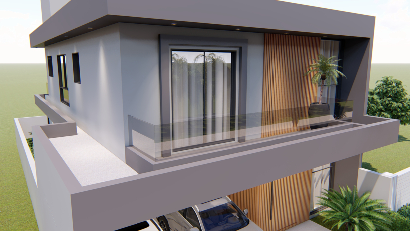 Planta de casa sobrado com suíte para frente do terreno
