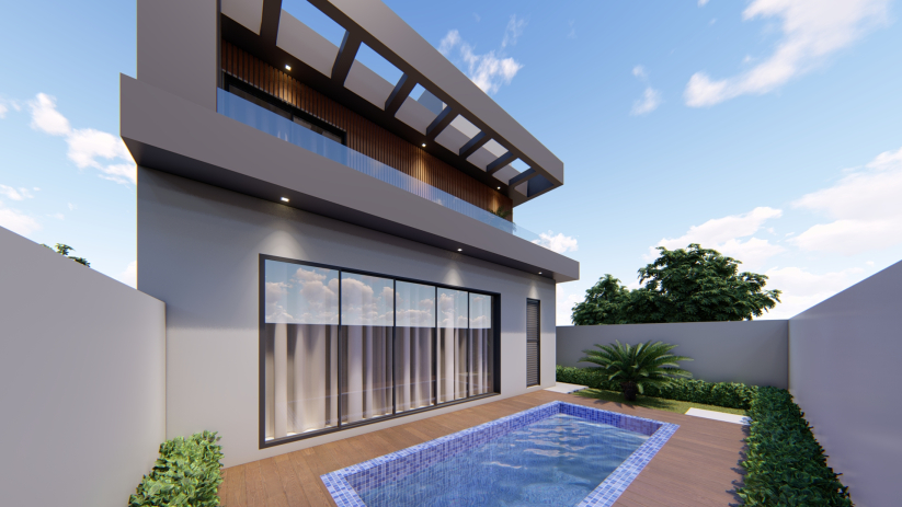 Projeto de casa sobrado com fachada clean