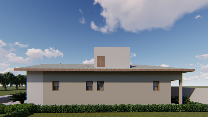 Planta de casa de chácara com 4 dormitórios