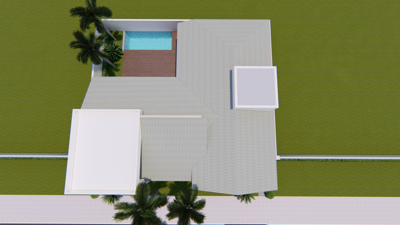 Planta de casa de chácara com 4 suítes