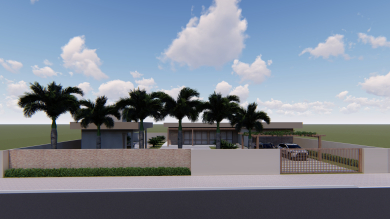 Projeto de Casa de chácara com telhado embutido