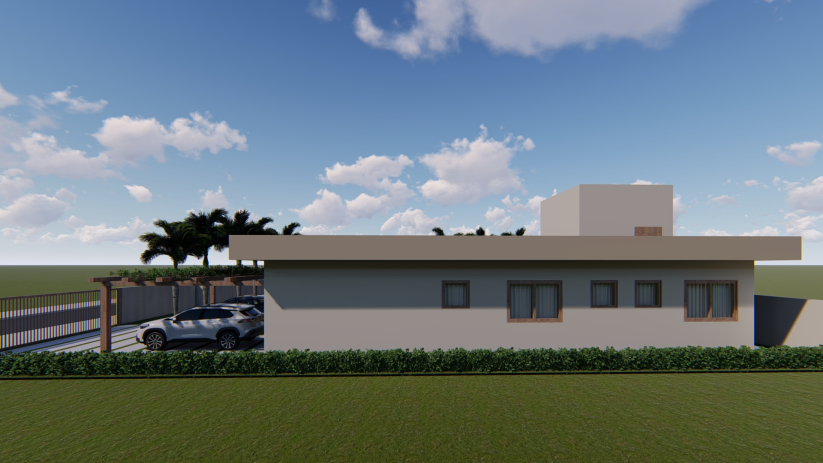 Planta de casa de chácara com telhado escondido