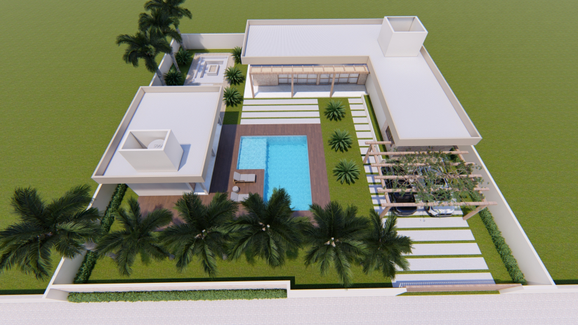 Planta de casa de chácara aconchegante