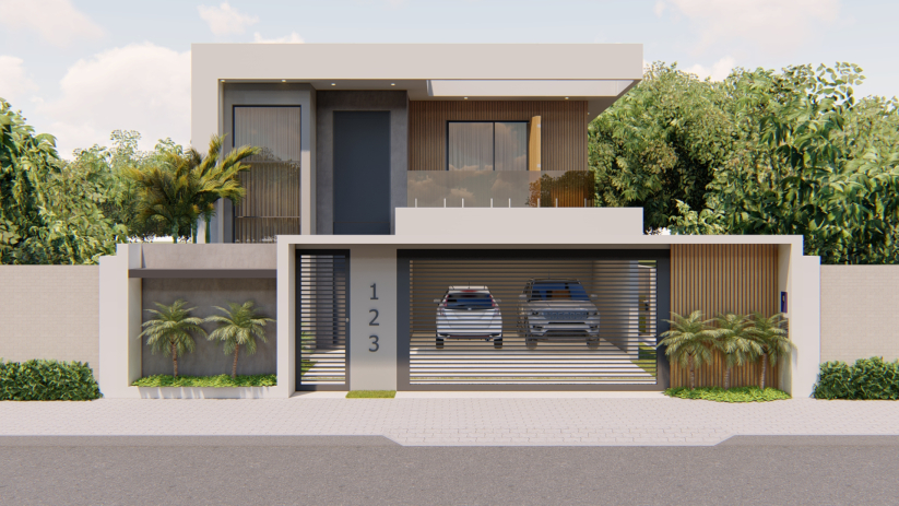 Planta de casa com fachada imponente