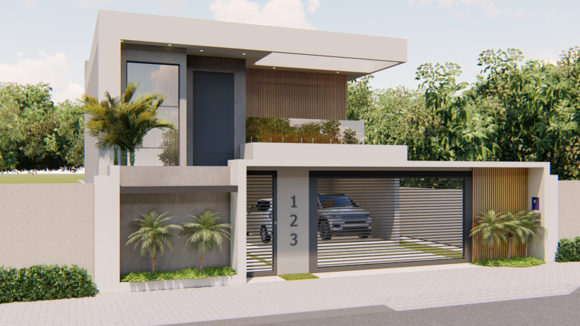 Planta de casa sobrado com terreno 12 metros