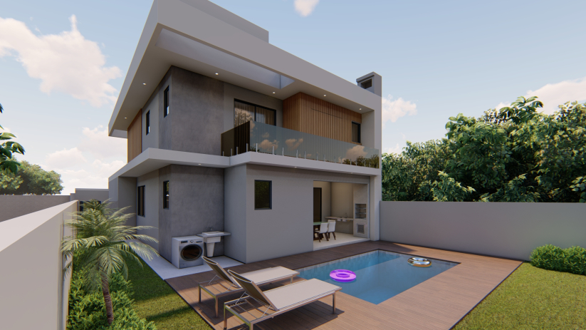 Planta pronta de casa com ambientes integrados