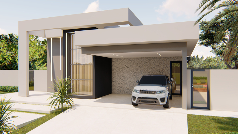 Planta de casa térrea com 2 dormitórios