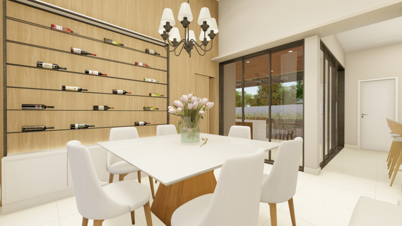 Planta de casa térrea com sala de jantar