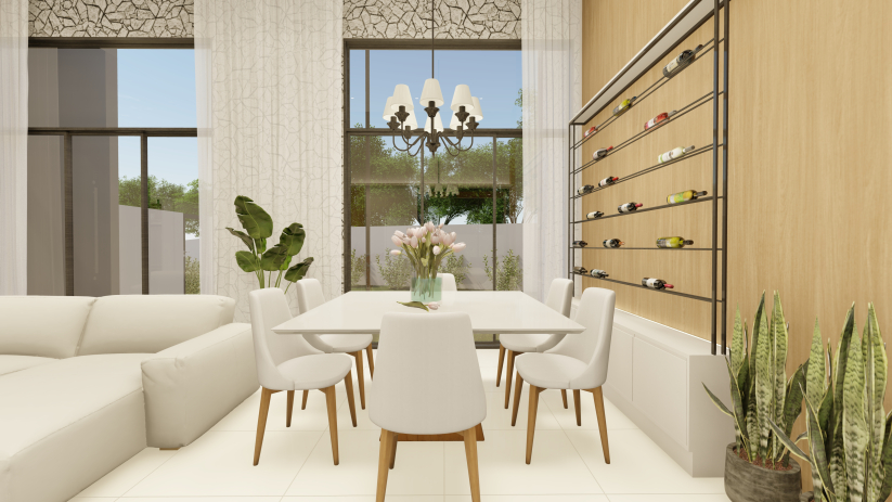 Planta de casa térrea com pé-direito alto