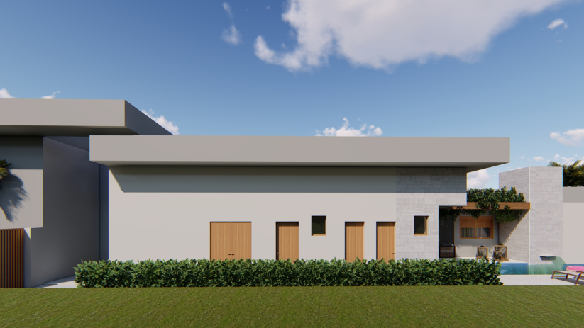 Planta de casa térrea com área de serviço