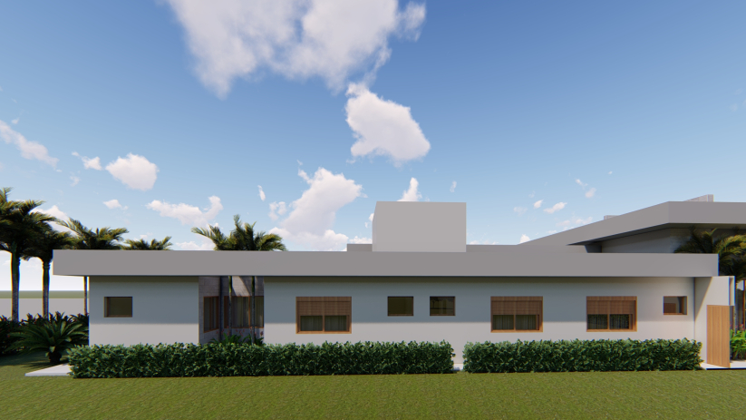 Planta de casa térrea com escritório
