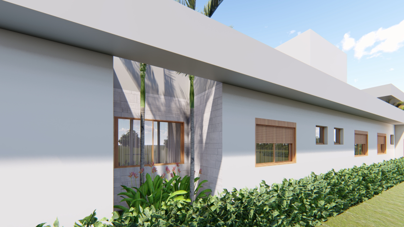 Planta de casa térrea com banheira