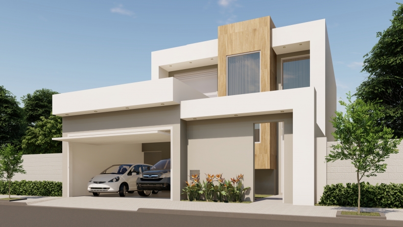 Plantas de casas sobrado com vidro na frente