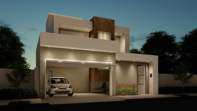 Plantas de casas sobrado com fachada clean