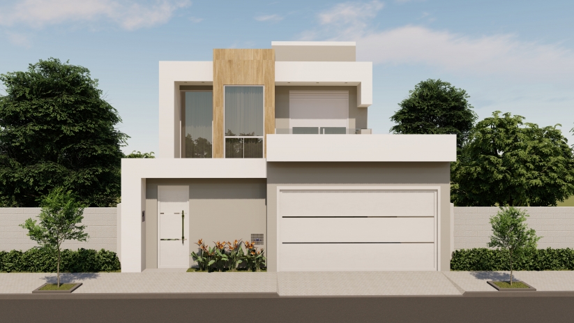 Plantas de casas sobrado com fachada clean