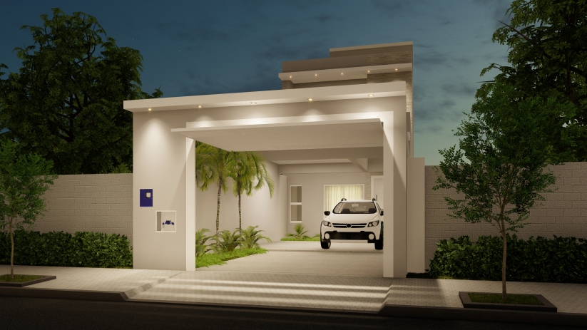 Plantas de casas com fachada clean
