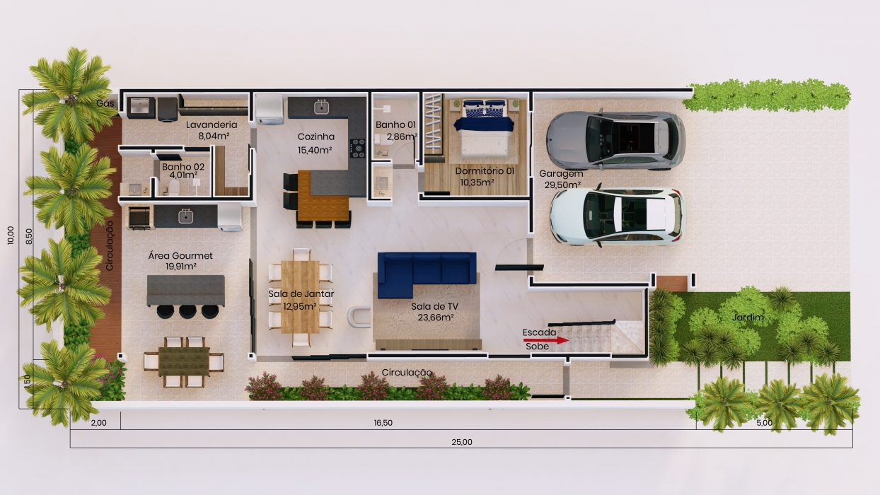 Plantas de Casas com quarto no térreo