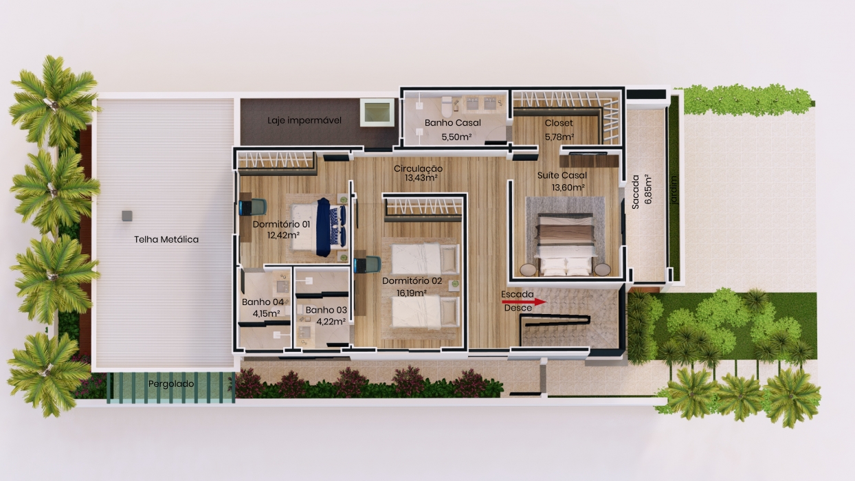 Plantas de casas com closet