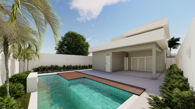 Plantas de casas com área gourmet e piscina